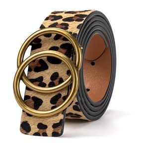 Leopard Print Genuine Leather Belt with Alloy Buckle
